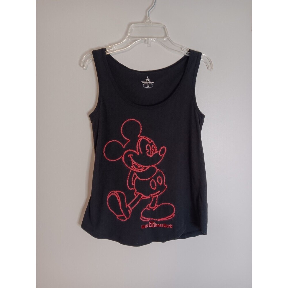 Disney Parks Micky Mouse Embroidered Tank Top Black Sz XS